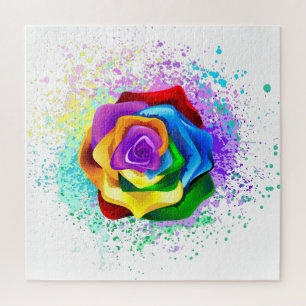 Colourful Rainbow Rose Jigsaw Puzzle