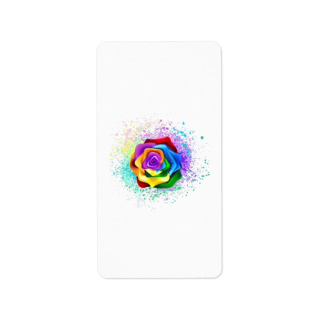 Colourful Rainbow Rose Label (Front)