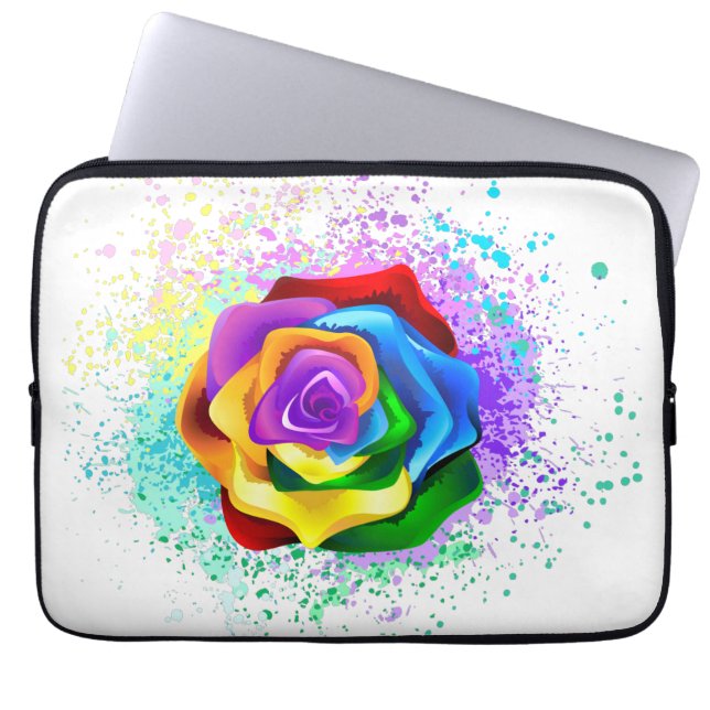 Colourful Rainbow Rose Laptop Sleeve (Front)