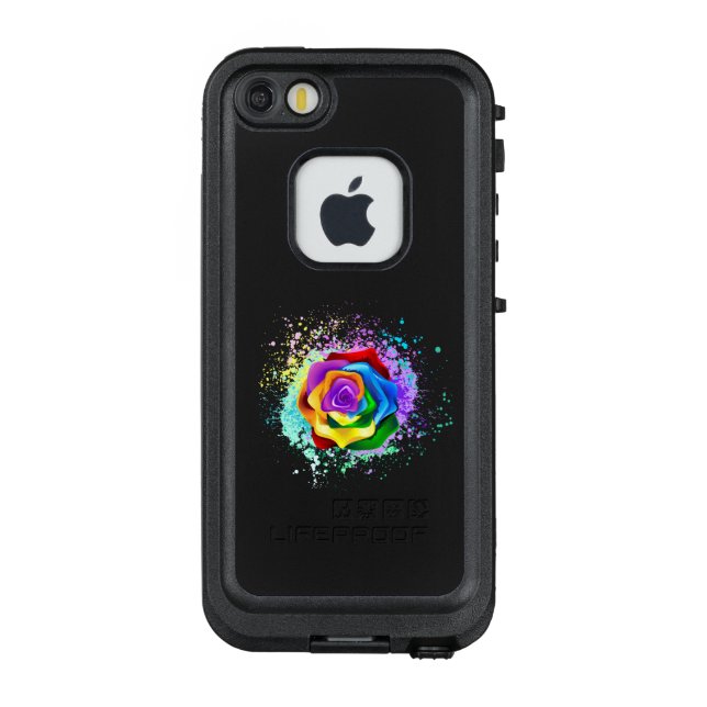 Colourful Rainbow Rose LifeProof iPhone Case (Back)