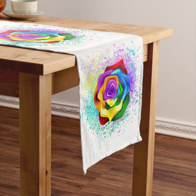 Colourful Rainbow Rose Long Table Runner (In Situ)