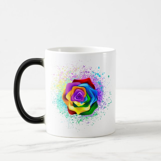 Colourful Rainbow Rose Magic Mug (Left)