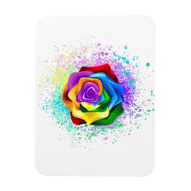 Colourful Rainbow Rose Magnet (Vertical)