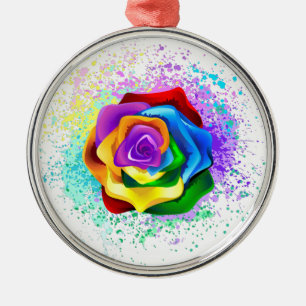 Colourful Rainbow Rose Metal Tree Decoration