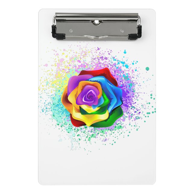 Colourful Rainbow Rose Mini Clipboard (Front)