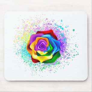 Colourful Rainbow Rose Mouse Mat