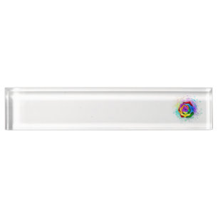Colourful Rainbow Rose Nameplate