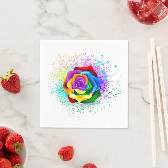 Colourful Rainbow Rose Napkin (Insitu)