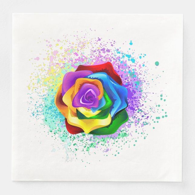 Colourful Rainbow Rose Napkin (Front)