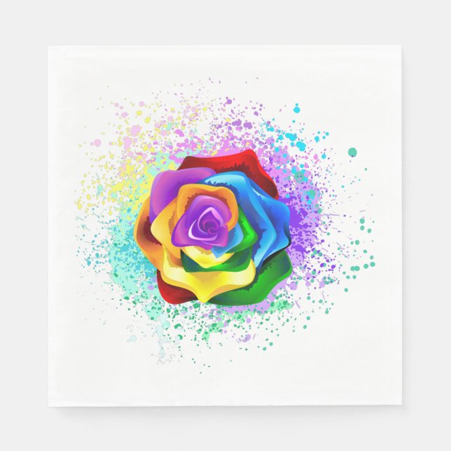 Colourful Rainbow Rose Napkin (Front)