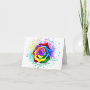 Colourful Rainbow Rose Note Card
