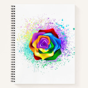 Colourful Rainbow Rose Notebook
