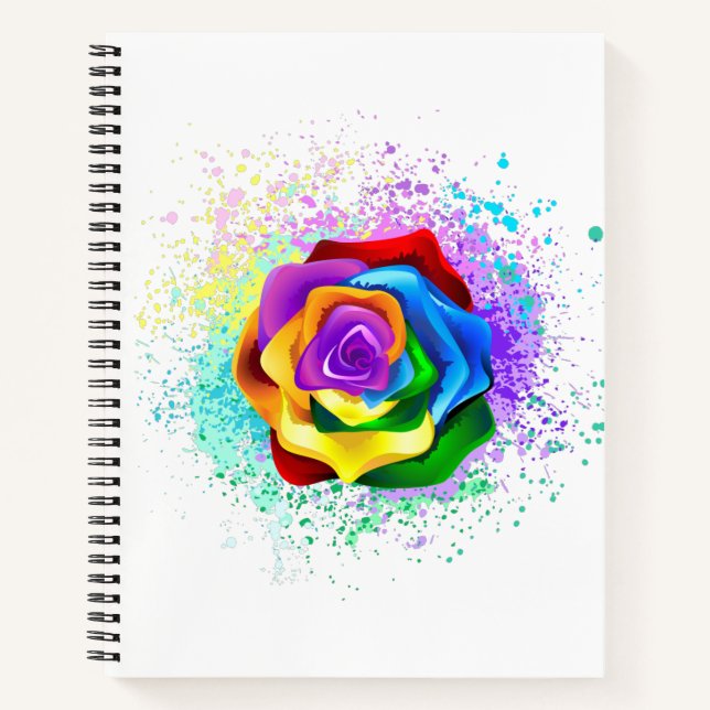 Colourful Rainbow Rose Notebook (Front)