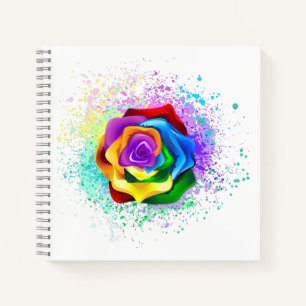 Colourful Rainbow Rose Notebook