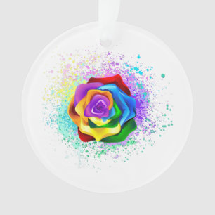 Colourful Rainbow Rose Ornament
