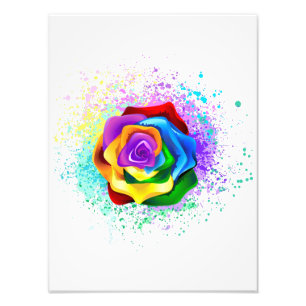 Colourful Rainbow Rose Photo Print
