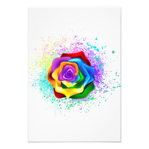 Colourful Rainbow Rose Photo Print