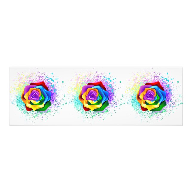 Colourful Rainbow Rose Photo Print (Front)