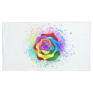 Colourful Rainbow Rose Pillowcase