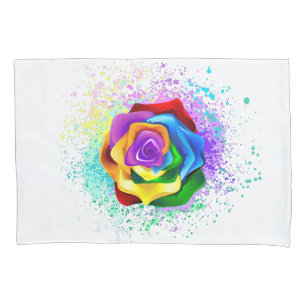 Colourful Rainbow Rose Pillowcase