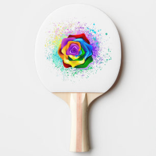 Colourful Rainbow Rose Ping Pong Paddle