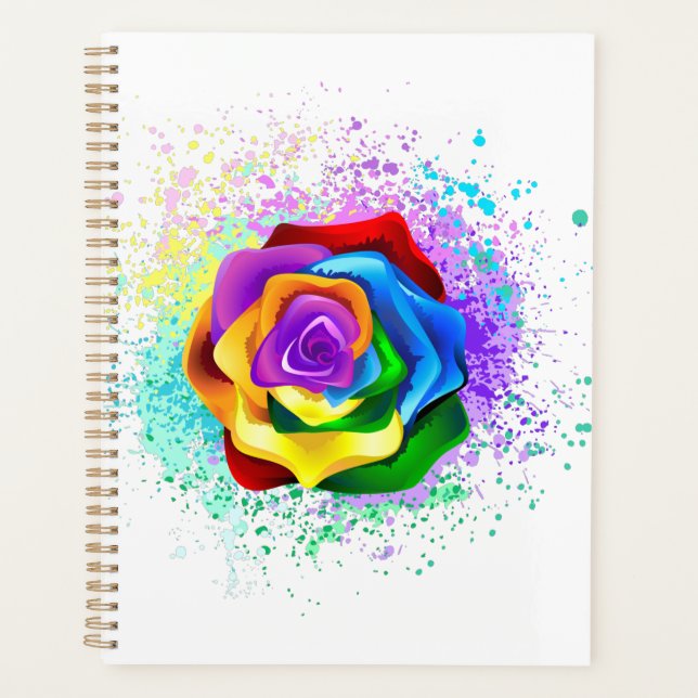 Colourful Rainbow Rose Planner (Front)
