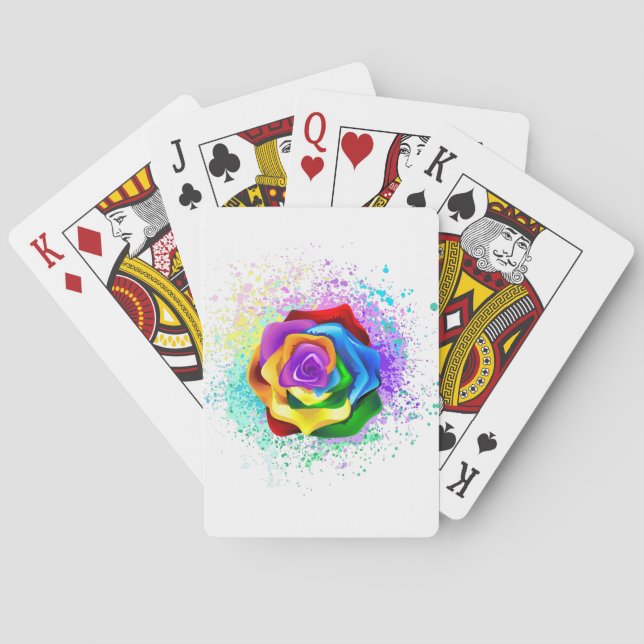 Colourful Rainbow Rose Playing Cards (Back)