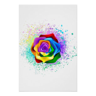 Colourful Rainbow Rose Poster