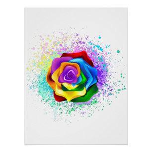 Colourful Rainbow Rose Poster