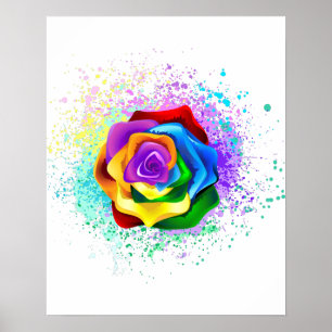 Colourful Rainbow Rose Poster