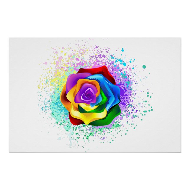 Colourful Rainbow Rose Poster (Front)