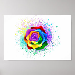 Colourful Rainbow Rose Poster