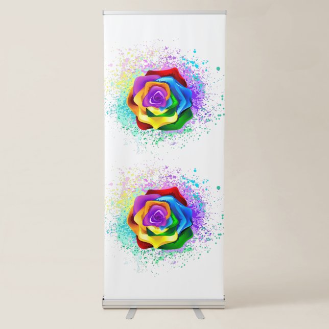 Colourful Rainbow Rose Retractable Banner (Front)
