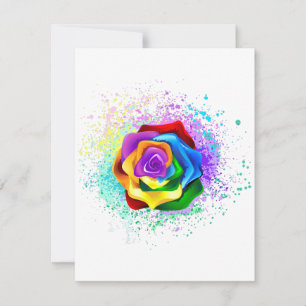Colourful Rainbow Rose Save The Date