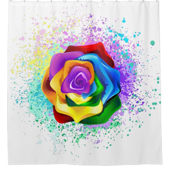 Colourful Rainbow Rose Shower Curtain (Front)