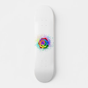 Colourful Rainbow Rose Skateboard
