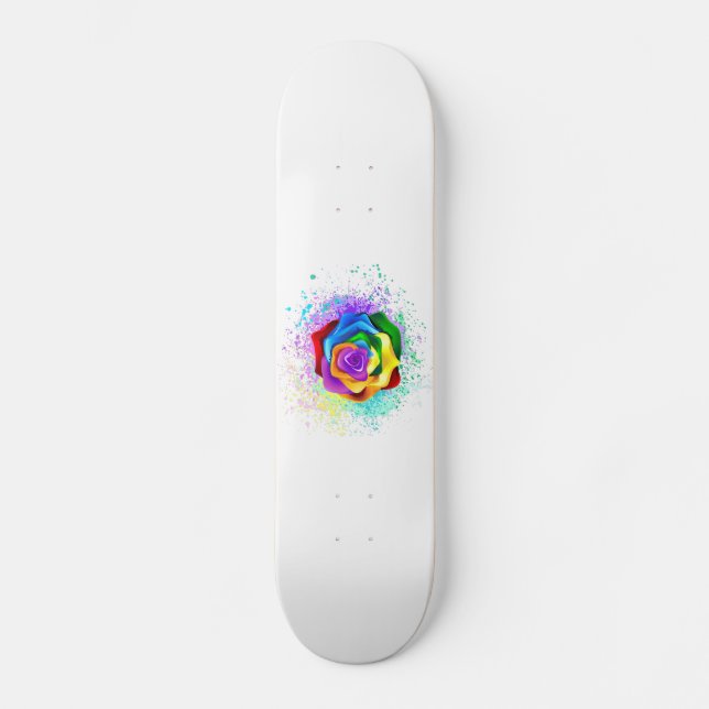 Colourful Rainbow Rose Skateboard (Front)
