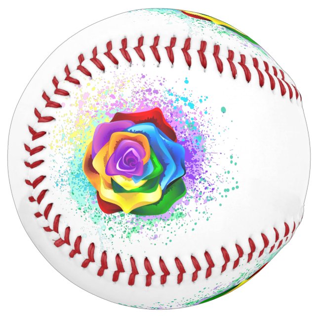 Colourful Rainbow Rose Softball (Front Left)