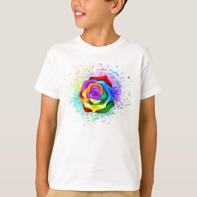 Colourful Rainbow Rose T-Shirt (Front)