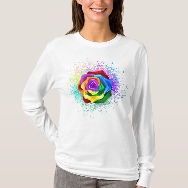 Colourful Rainbow Rose T-Shirt (Front)
