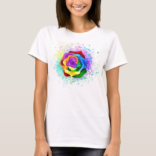 Colourful Rainbow Rose T-Shirt (Front)