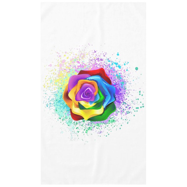Colourful Rainbow Rose Tablecloth (Front)