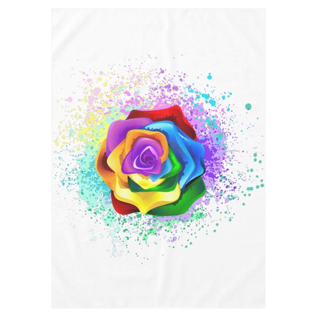Colourful Rainbow Rose Tablecloth (Front)
