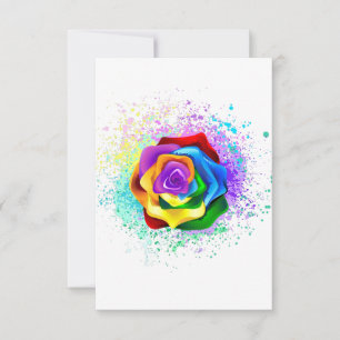 Colourful Rainbow Rose Thank You Card