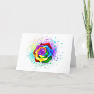 Colourful Rainbow Rose Thank You Card