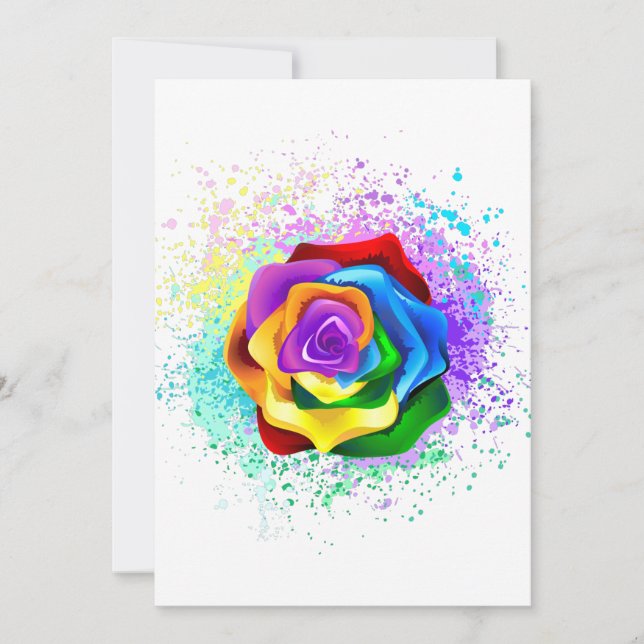 Colourful Rainbow Rose Thank You Card (Front)