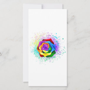 Colourful Rainbow Rose Thank You Card