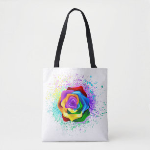 Colourful Rainbow Rose Tote Bag
