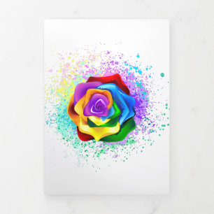 Colourful Rainbow Rose Tri-Fold Programme