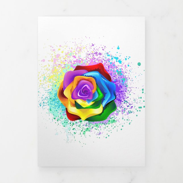 Colourful Rainbow Rose Tri-Fold Programme (Cover)